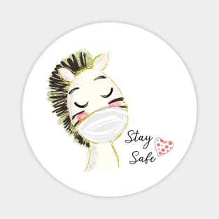 Zebra Wearing Mask, Stay Safe ! Magnet